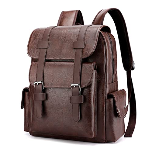 Mochila Executiva Impermeável mochilas escolar Masculina/Feminina material de couro pu Marrom Escuro