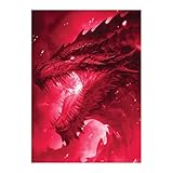 Katomula 100 Card Sleeves for MTG with 100 Inner Sleeve, Textured Back Art Sleeves, Fit Standard Size Cards - Fury Red Dragon