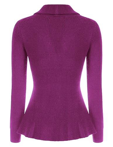 Image of Belle Poque Women Vintage Cardigan Sweater Shawl Lapel Button Down Sweater Outwear Coat