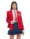Padama RBD Back to School Uniform Rebelde Outfit for Adult Women Halloween Costumes Plus Size Solid Red Jacket