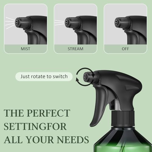 Baderke 2 PCS 360° Spray Bottle, 16 oz Upside Down Spray Bottles, Plastic Spray Bottles is Nice for Plants, Cleaning Solutions, Durable Nozzle w/Fine Mist and Stream Setting(Green)4
