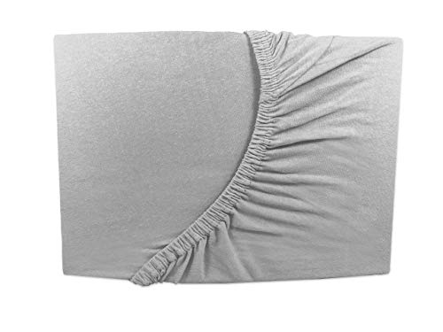 Topper colchones sábana bajera cama Jersey Lujo Anillo 180 x 200 - 200 x 200 cm, silber / hell grau, 180 x 200 cm - H3 Cover