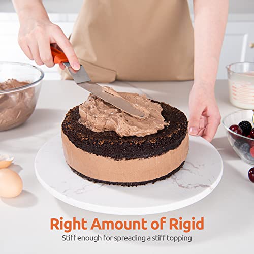 Image of Icing Spatula, U-Taste Offset Spatula Set with 6 inch, 8 inch, 10 inch Blade,Stainless Steel Angled Cake Decorating Frosting Spatula Set of 3 (Orange)