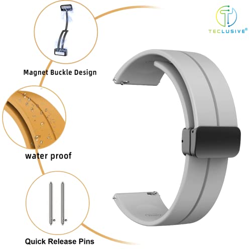 Image of T TECLUSIVE Premium Silicone Strap Band with Magnetic Lock 20mm Compatible for Galaxy Watch 3 41mm | Galaxy Watch 42mm Active 2 | Amazfit Bip GTS | Fire Bolt Ninja | Adjustable Silicon Band