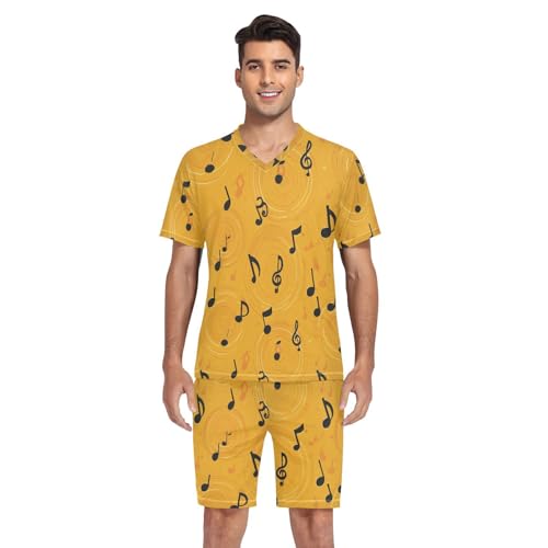 Music Note Men’s Pajama Sets Short Sleeve Shirt and Pants with Soft Touch Fabric4