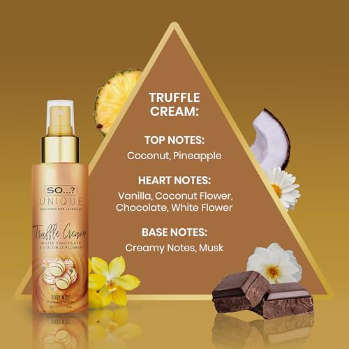 مجموعة هدايا فريدة من نوعها ميني ميست للنساء مع حلوى الفانيليا والبازلاء الحلوة وكريم الكمأة والكشمير، مجموعة بخاخ معطر للجسم (4 × 50 مل)