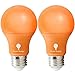 2 Pack BlueX LED A19 Orange Light Bulb - 9W (75Watt Equivalent) - Dimmable - E26 Base Orange LED Color Bulb, Party Decoration, Porch, Home Lighting, Holiday Lighting, Decorative Illumination (Orange)