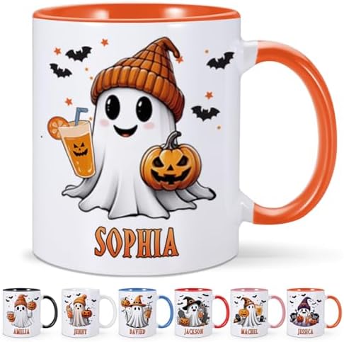 Personalized Ghost Halloween Mug, Custom Halloween Mug with Name,...