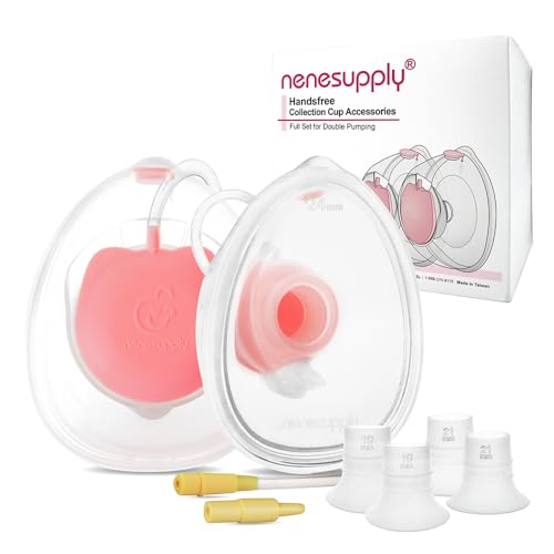 Image of Nenesupply Handsfree Wearable Collection Cups Breastmilk Compatible with Medela Breast Pumps 24mm Silicone Flanges Replacement Compatible with Medela Pump Parts Accessories 19mm 21mm Inserts