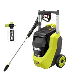 RYOBI 2100 PSI 1.2 GPM Electric Pressure Washer with Foamer, 25 ft Hose, Turbo Nozzle, Corded