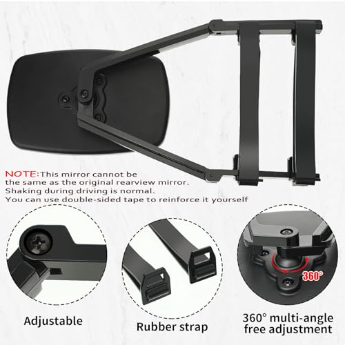 Universal Clamp-On Towing Mirror 360 Degree Rotation Adjustable Towing Mirror, Black (2 Pieces) - Image 4