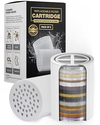 AquaHomeGroup 20 - Stage Replacement Premium Filter Cartridge 2-pack (No Housing) Compatible with Any Shower Filter of Similar Design 15 and 20 stages