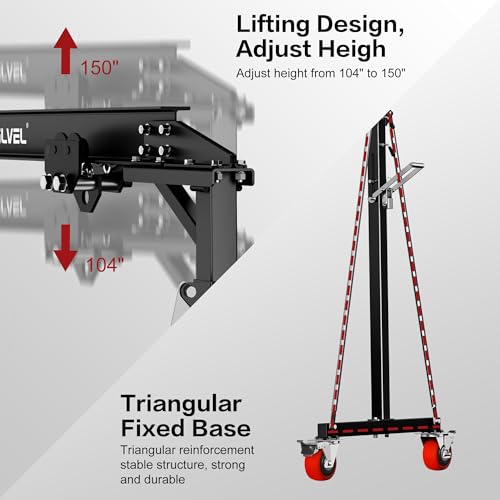 SILVEL 1 Ton Gantry Crane MAX3000Lbs, 8.41FT Maximum Capacity Width, 8.57-12.50ft Adjustable Height, Portable Shop Lift Hoist with Manual Trolley for Factories, Warehouses, Garage, Black - Thumbnail 4