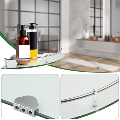Étagère d'angle en verre et inox (2 pcs) - Support de douche mural robuste - 7