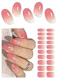 UV Pegatinas de Gel Calabazas, Carol Ombré Rosa 20 Pcs Semicurado, Adhesivos para Uñas