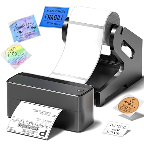 Image of Phomemo Bluetooth Thermal Label Printer, 241BT 4X6 Wireless Shipping Label Printer for Small Business, Pink Labels Printers for Shipping Package Whit Holder