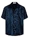 VATPAVE Mens Summer Jacquard Regular Fit Shirts Casual Button Down Short Sleeve Beach Tops with Pocket XX-Large Navy Flower Shirts