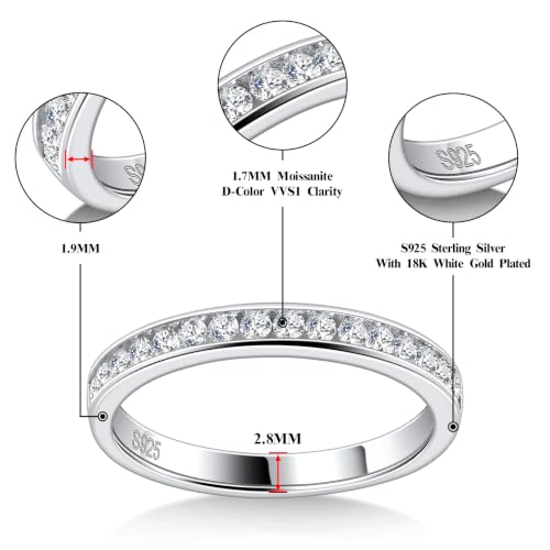 DMSF 2.8MM Moissanite Wedding Band Channel Set Half Eternity Ring for Women by DMSF - Used condition - Image 2