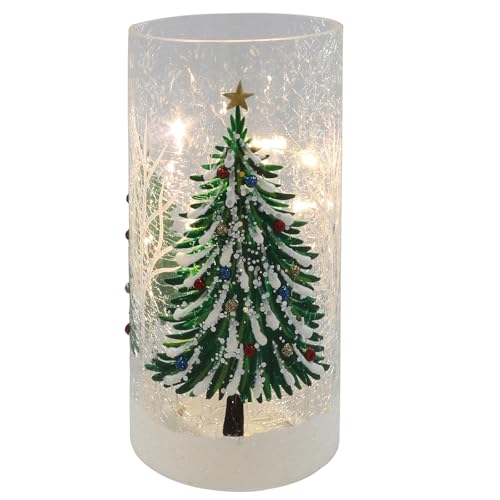Image of Shudehill Giftware Xmas Crackle Glass LED Lights, Forest Tube Style