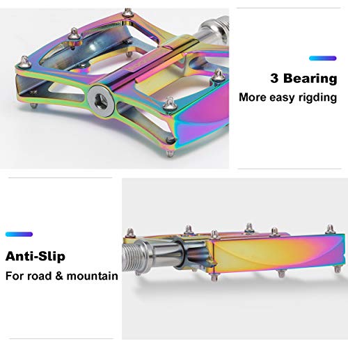 ROCKBROS Mountain Bike Pedals 9/16" MTB Pedals Aluminum Road Bike Pedals Sealed Bearing Bicycle Lightweight Platform Flat Pedals for BMX MTB