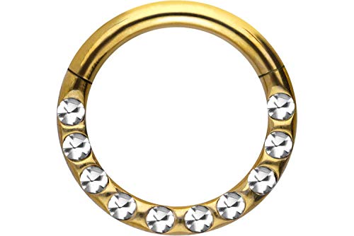 PIERCINGLINE Chirurgenstahl Segmentring Clicker | Kristalle + EPOXY Schicht | Piercing für Septum Tragus Helix | Farb & Größenauswahl