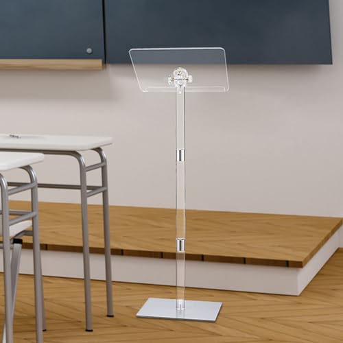 Soporte de podio acrílico ajustable con diseño C para presentaciones 2