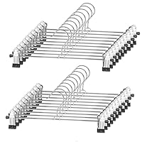NORTHERN BROTHERS Trouser Hangers with Clips - Adjustable Pants & Skirt Hangers, Non-slip for Trousers, Jeans & Dresses
