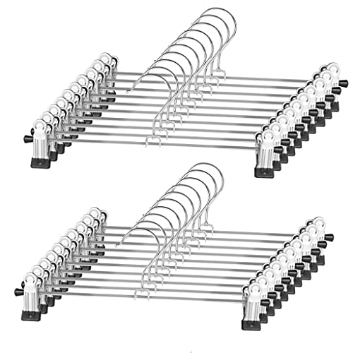 Trouser Hangers - Skirt Hangers with Clips 20 Pack NORTHERN BROTHERS Adjustable Clip Hangers Non-slip Pants Hangers for Trousers Jeans Skirt