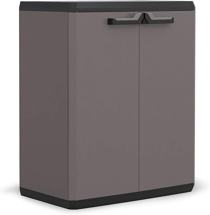 DAIMANN Low with 2 doors and 1 shelf, resin, grey, nd Amazon