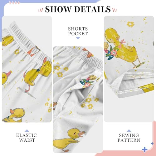 Cartoon Ducks Boys Long Pants Soft Trousers Elastic Waist Kids Lounge Bottoms with Pockets S-XL4