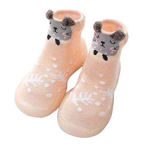Baby Toddler Sock Shoes Non-Skid Slipper with Soft Soles - Warm Non-Slip Soft-Soled Waterproof Floor Shoes for Learning Walking (Pink, 20/21 Yards 12.5cm/4.92in)