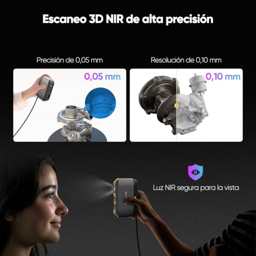 Miniatura 2 de Escáner 3d Para Impresión 3d, Escáner De Modelos 3d Portátil Con Precisión De Alto Detalle De 0,05 Mm, Velocidad De Escaneo De 10 Fps, Lentes Antivibración, Paquete Estándar Moose Lite