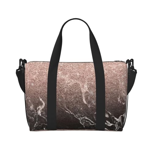 Sac de voyage imprimé or rose et marbre aux finitions de qualité