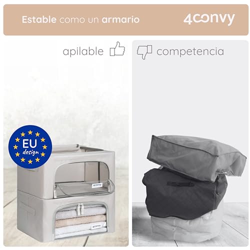 Miniatura 2 de 4convy Cajas De Almacenaje De Ropa Para Armario Con Cremallera, Marco De Metal - 2024 Material Mejorado Almacenaje De Ropa Estable - Bolsa Para Guardar Ropa, Mantas - Cajas Apilables - 2x24l