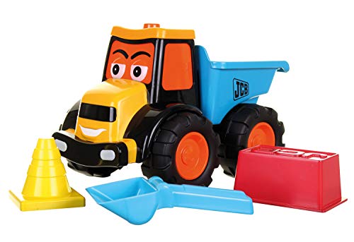 Wader 4034 - JCB Kipper Dexter mit Schaufel, Pylone und JCB Sandform, ab 12 Monaten, ca. 34 cm – Bild 2