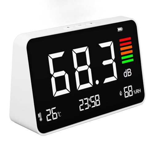 30-130dB Digital Sound Level Meter with Time Temperature Humidity Meter, Digital Decibel Meter, LCD Display Noise Meter for Home, Studio, Factory, Classroom