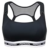 momcozy Soutien Gorge Allaitement FB011, Brassiere Allaitement Sport à Maintien Léger, Soutien Gorge de Grossesse sans Armature avec Coques Rembourrées
