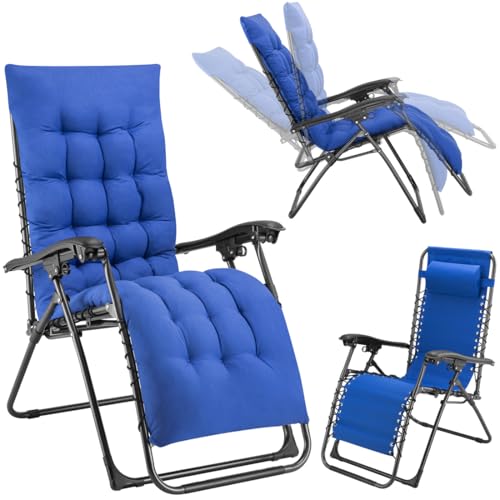 BAKAJI Sedia Poltrona Giardino Con Cuscino Gravita Zero Pieghevole Acciaio Oxford Relax Salvaspazio...