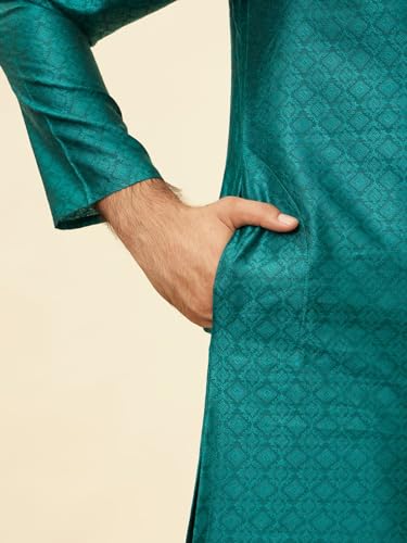 Manyavar Men Art Silk Self Design Kurta Pyjama Set3