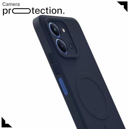 Image of Pikkme Back Cover for Redmi 15C 5G Soft Matte Silicone Mag-Safe Design (Mag-Safe Not Support) Camera Protection | Slim Fit Bumper Cover (Blue)