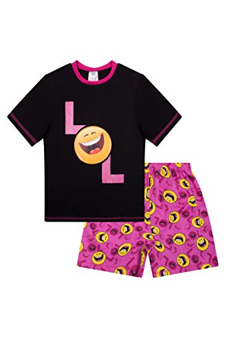 Girls LOL Happy Face Laugh Out Loud Emoji Style Short Pyjamas (14-15 Years) Black