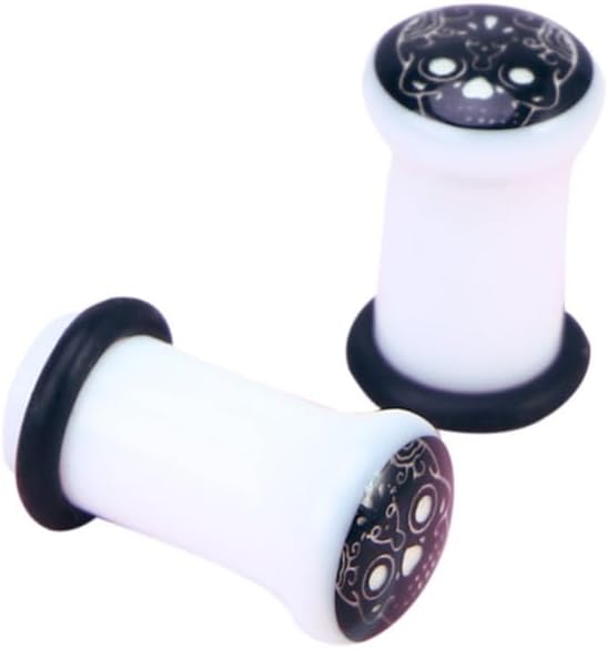LIFKOME Acrylic 12mm Luminous Skull Ear Tunnel Plugs for Female Party
