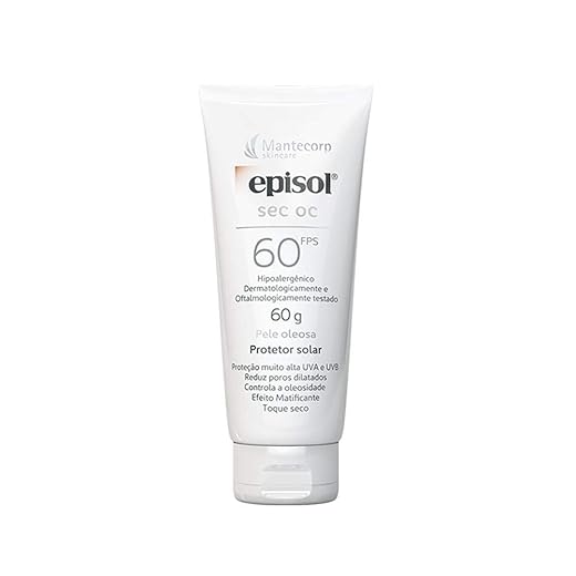 Protetor Solar Facial Episol Sec Oc Fps 60 - Sem Cor - 60ml - Para Peles Mistas a Oleosas - Acabamento Matte - Mantecorp