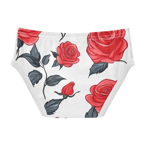 KLL Floral Pattern Red Roses Little Boys Comfort Training Underwear Cute Children Undies2