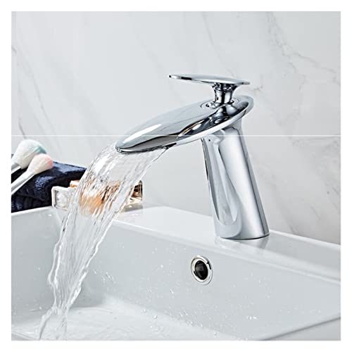 Robinet d'eau chaude froide anti-éclaboussure à effet cascade pour lavabo doré - 6