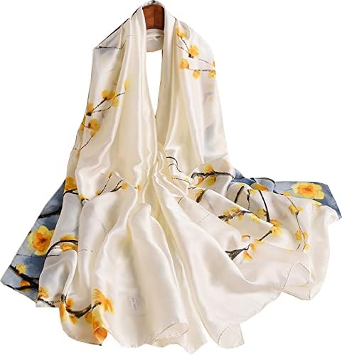 Image of Floral Printed Silk stole | silk Scarf for Women | stylish silk stole for women | Soft Lightweight Stole, Shawl & Neck Wrap | Scarf for Wedding, Party, Travel & Casual Wear
