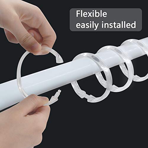 Shower Curtain Hooks Clear, 12Pcs Plastic Shower Curtain Rings, Round O Rings Hook Hanger For Bathroom Shower Curtain Liner Window Rod #TOP2