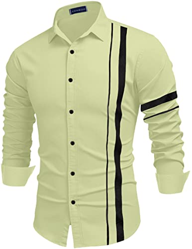 Image of Zombom Men Cotton Polyester Blend Regular Fit Striped Full Sleeve Casual Shirt