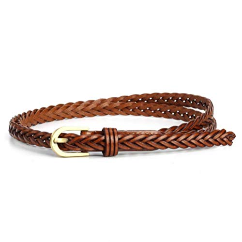 Ceinture tressée marron femme grande robe accessoire pantalon mode 96 cm