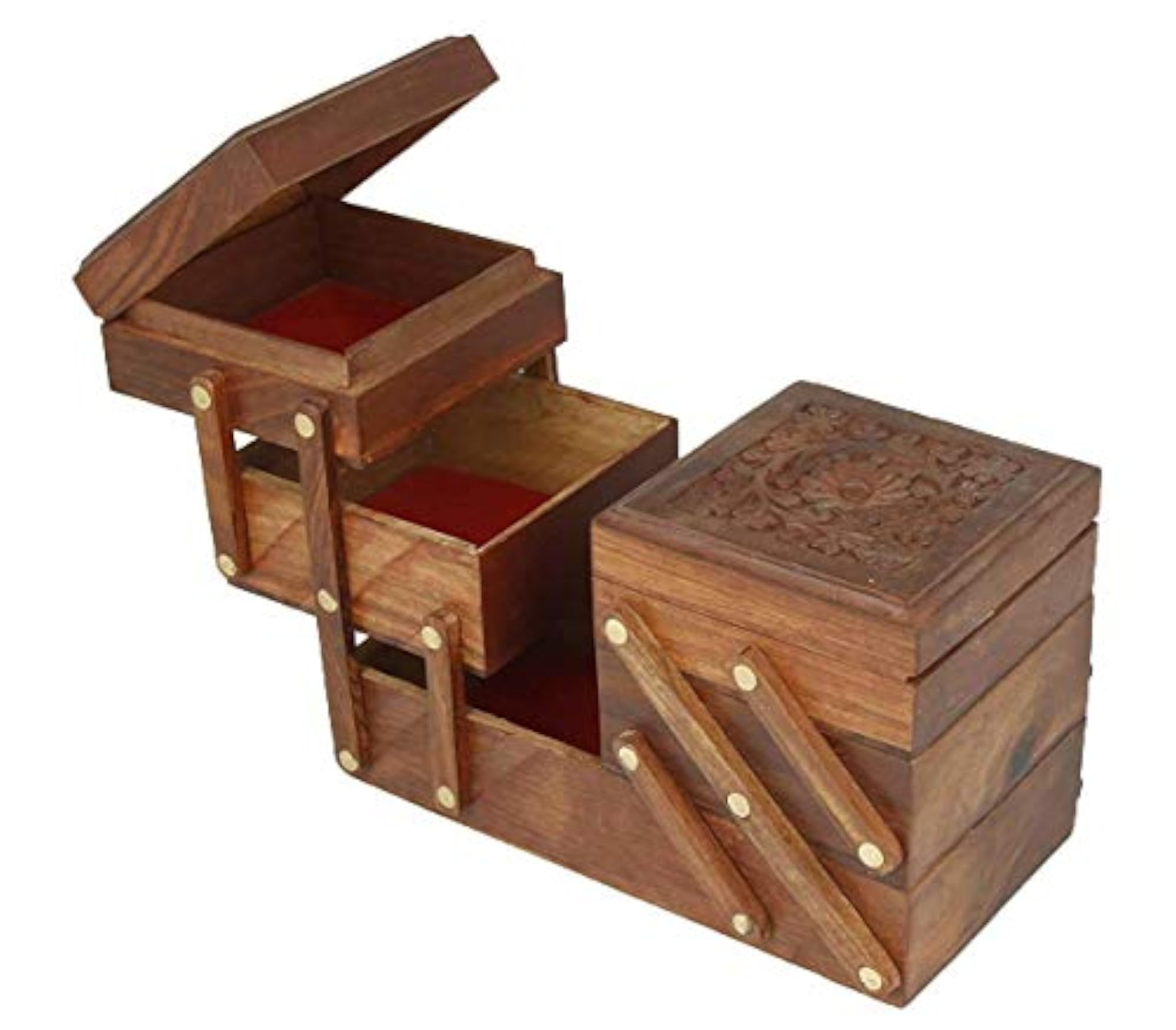 Handcrafted Wooden Jewellery Box with Brass Inlay